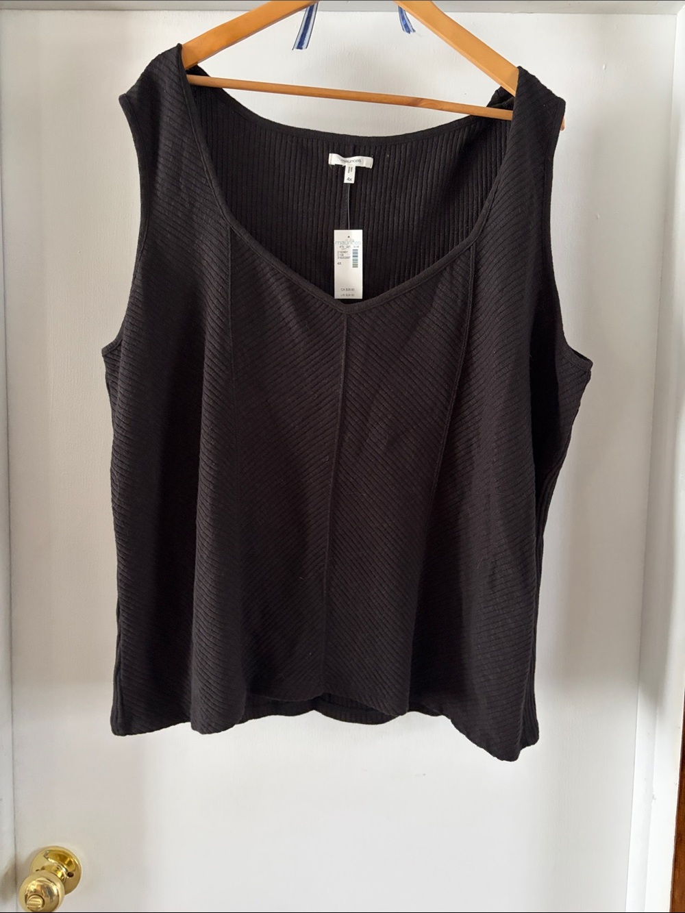 Maurices Black Ribbed V-Neck Tank Top